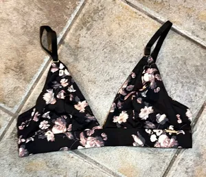 Vince Camino Black Floral Print Bralette Sz M NWOT thumbnail 1