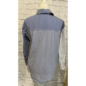 Marled Solid & Stripe Blue Oxford Stripe Button Down Shirt Size XS thumbnail 4