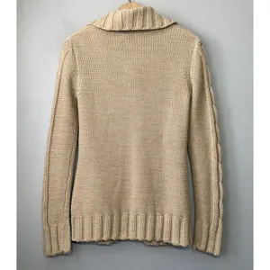 Arizona Jeans Y2K Cable Knit Cardigan Size Medium Tan Button Sweater Chunky Academia thumbnail 4