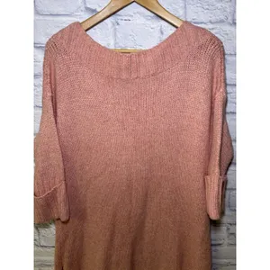 Free People Orange Pink Oversized Dolman Sweater Chunky Knit Top XS thumbnail 10