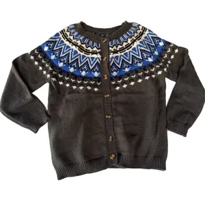 Women’s Cardigan Button Up Blue and Dark Grey Sweater Size M #260207 thumbnail 1