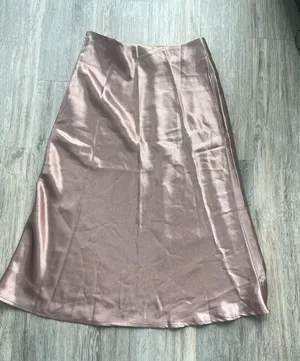 Shein Brown Midi Satin A Line Skirt Us6 thumbnail 1