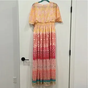 NEW House Of Harlow 1960 Ruffled Tiered Floral Metallic Maxi‎ Dress thumbnail 8