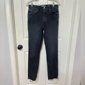 Re/DONE Double Needle‎ Jeans in black 85 wash size 28 raw hem thumbnail 4