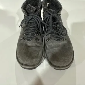 BearPaw Marie Suede Knit Gray Lace‎ Up Winter Ankle Boots Size 7 thumbnail 4