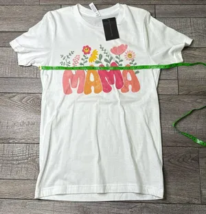 Bella Canvas T-Shirt - White with Floral Mama Design thumbnail 2
