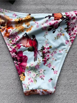 Zimmermann Mint Floral And Birds Side Tie Woman’s Bikini Bottoms size 2-4 thumbnail 6