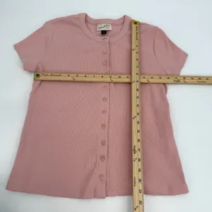 Universal Standard Universal Thread Top Womens XL Pink Rib Knit Button Front Tee Fitted Short Slv thumbnail 8