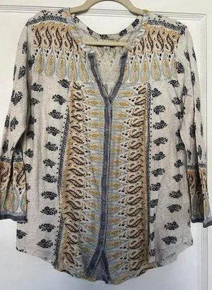 Lucky Brand Chic Boho-Style Printed Top size Large thumbnail 1