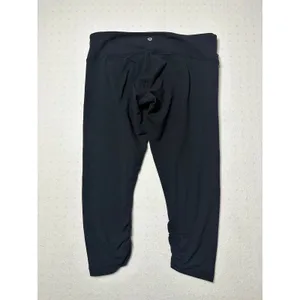 Lululemon Black Capri Leggings Size 10 – Ruched Hem & Fold Over Waistband thumbnail 7