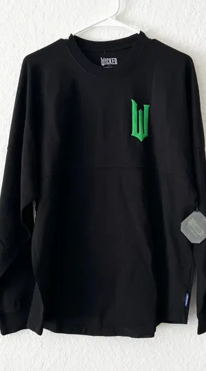 NWT Universal Studios Wicked Defy Gravity Elphaba Glinda Black Spirit Jersey S thumbnail 1