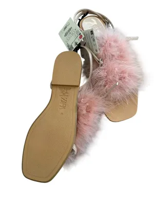 ZARA Pink Feather Sandals Size 38 / 7.5 NEW NWT thumbnail 2