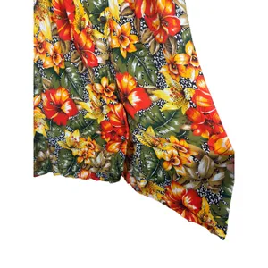 SK & Company Vintage 90s Tropical Floral Leopard Print Rayon Midi Skirt 10 thumbnail 3