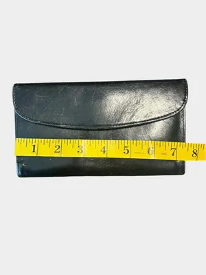 Vintage Coach Madison Black Leather Slim Envelope Trifold Wallet Made in Italy thumbnail 9