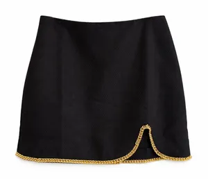 NWT Line and Dot Wild Black & Gold Chain Skirt thumbnail 1