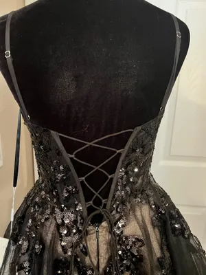 Stacees black a line homecoming fairy core dress with lace and corset thumbnail 5