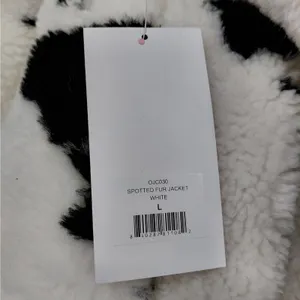 Juicy Couture Women’s Spotted Faux Fur Jacket White Black Cow Print Large Coat thumbnail 13