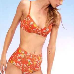 Cynthia Rowley $230 NWT Blossom Neoprene High-Waisted Bikini top + Bottom Set S thumbnail 1