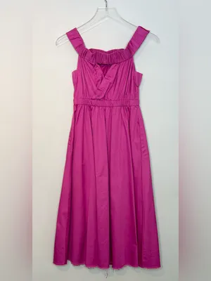 Anthropologie Maeve Pink Purple Fuchsia Mona Off Shoulder Midi Dress thumbnail 5
