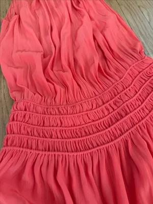Ramy Brook Audrey smocked drop waist midi Dress in crimson Orange 🍊 thumbnail 4