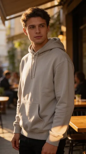H&M Relaxed Fit Pullover Hoodie in Light Beige XS thumbnail 1
