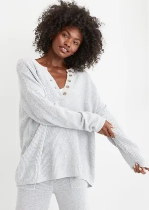 Aerie Oversized Henley Sweater thumbnail 1
