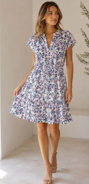 Roberta Roller Rabbit Sz S Floral Cotton Mini Dress Boho Cottagecore Casual thumbnail 1