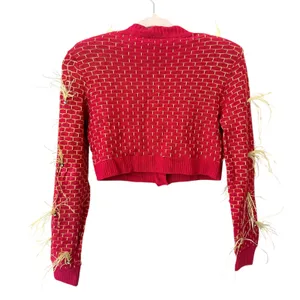 IORANE Feathered‎ Cropped Cardigan Pink Small thumbnail 4