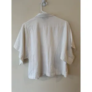 Banana Republic Women Linen Blend White Button Shirt Size Medium Classic Preppy thumbnail 2