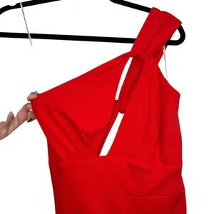 NEW NWT Katie May X REVOLVE Edgy One Shoulder Maxi Gown In Cherry Red thumbnail 5