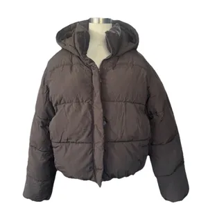 HM Ultralight Hooded Puffer Jacket Womens Small Chocolate Brown Quilted Coat thumbnail 15
