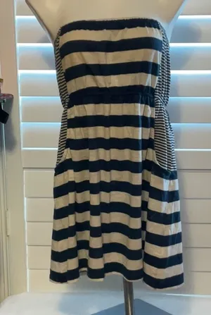Derek Heart Blue and White Strapless Dress thumbnail 1