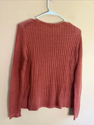 LOFT Rust Textured Crewneck Sweater thumbnail 5