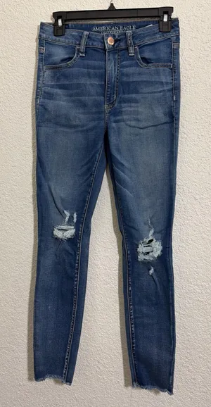 American Eagle Next Level Stretch Hi-Rise Jegging Jeans Size 8 Short Distressed thumbnail 1
