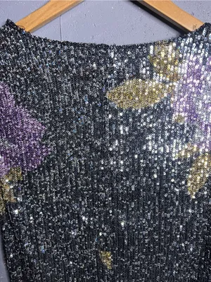 Free People Intimately Gold Rush Long Sleeve Sequin Top Black Combo. Small thumbnail 7
