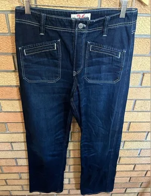 We The Free Jeans Denim Dark Wash Blue Solid Pockets Wide Leg Button Fly Size 26 thumbnail 1