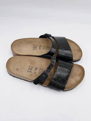 Birkenstock Birki's Double Strap Sandals Black Glitter Jelly Women's Size 8 thumbnail 2