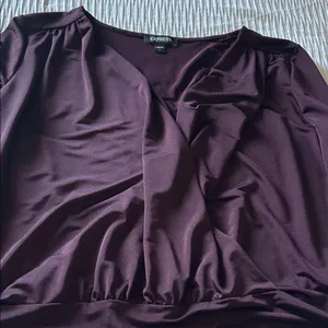 Express Deep Purple Wrap Bodysuit thumbnail 3