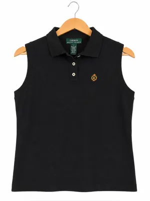 Ralph Lauren Womens Black Polo Sleeveless Crest Top Y2K Old Money Preppy Large thumbnail 2
