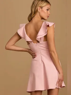 Lulus Divine Darling Light Pink Ruffled Skater Dress size large thumbnail 2