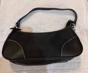 Victoria's Secret Black Nylon Baguette Shoulder Bag Y2K Contrast Stitch Small thumbnail 1