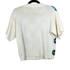 Cristin Stevens Vintage Floral Daisy Short Sleeve Knit Blouse Size Medium thumbnail 5