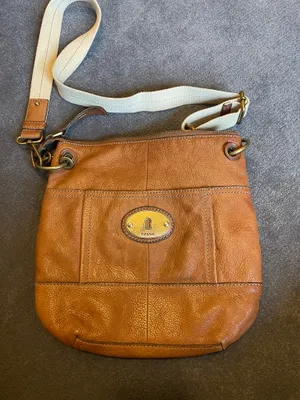 Fossil Long Live Vintage 1954 brown leather jacket cross body purse thumbnail 2