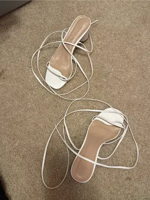 White Strappy Square-Toe Women’s Heels from Princess Polly thumbnail 3