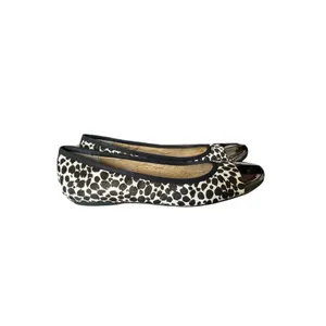 Neiman Marcus Metallic Toe Leopard Print Ballet Flats calf Hair size 8 flawed thumbnail 2