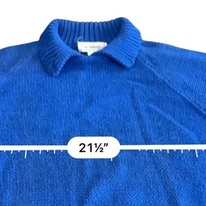 Vintage GAP Royal Blue Shaker Knit Sweater Button Neck Women’s size Medium 80s thumbnail 11
