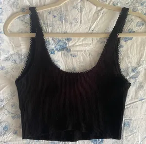 For Love and Lemons Pointelle Knit Crop Top Black Flower Ribbed Bow Coquette thumbnail 5