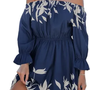 Cupshe Off-Shoulder Navy Blue Short‎ Dress Size XS NWT thumbnail 2