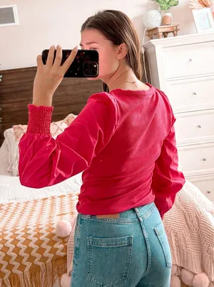 Anthropologie Hot Pink Longsleeve thumbnail 2