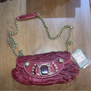 Retro Juicy Couture Dark Red Patent Leather Juicy Couture Long Chain Purse NWT thumbnail 1